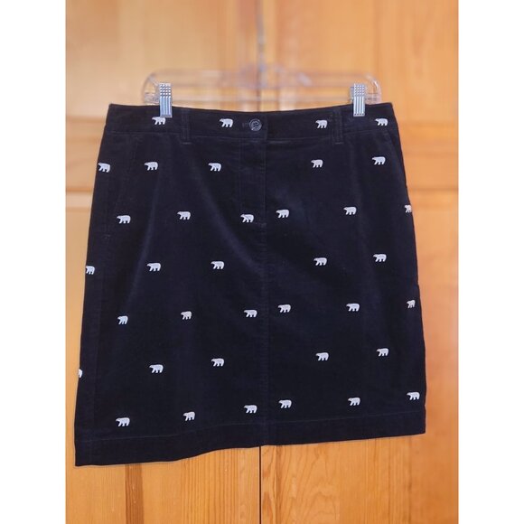 Talbots Womens Skirt 10 Navy Blue Embroidered Polar Bear Velvet Stretch‎ - Picture 6 of 13